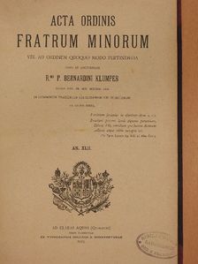 Acta Ordinis Fratrum Minorum Ianuarii-Decembris 1923 [antikvár]