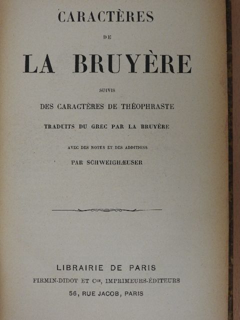 Jean De La Bruyére - Caractéres de la Bruyére [antikvár]