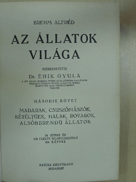 Brehm Alfréd - Brehm - Az állatok világa 2. [antikvár]