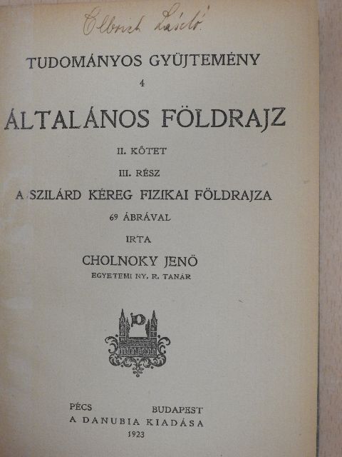 Cholnoky Jenő - Általános földrajz II/3. [antikvár]