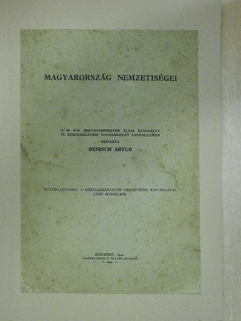 Benisch Artur - Magyarország nemzetiségei [antikvár]