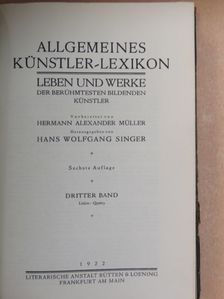 Hermann Alexander Müller - Allgemeines Künstler-Lexikon III. [antikvár]