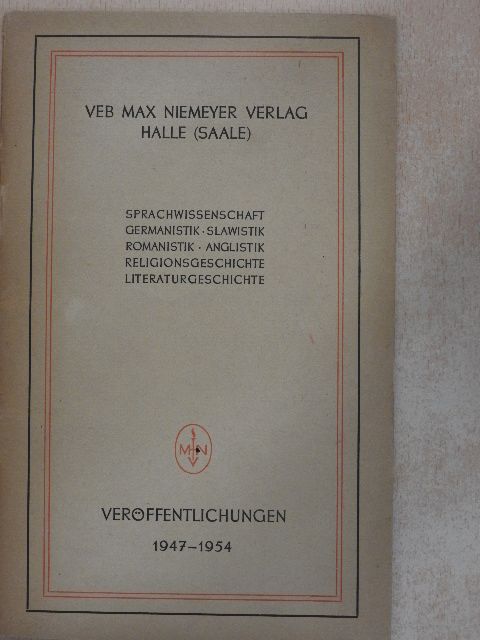 Verlagsverzeichnis Veröffentlichungen 1947-1954 [antikvár]