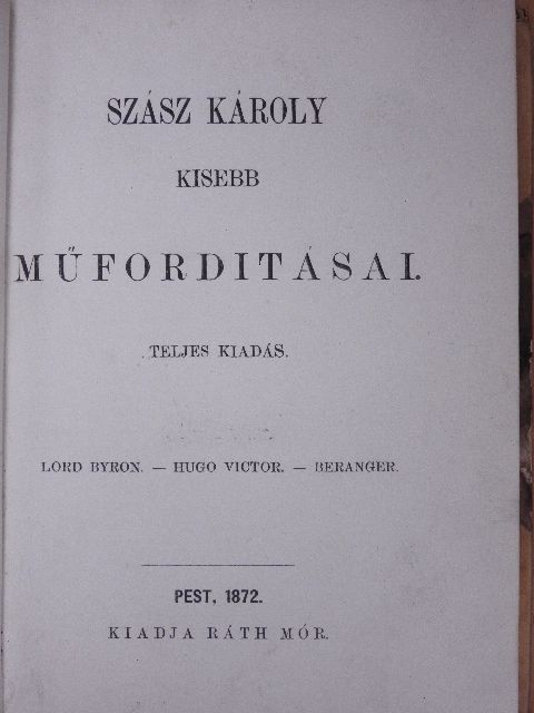 Beranger - Szász Károly kisebb műfordításai II. [antikvár]