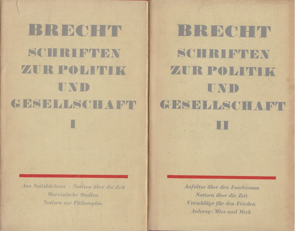 Brecht, Bertolt - Schriften zur Politik und Gesellschaft I-II. [antikvár]