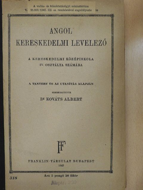 Dr. Kováts Albert - Angol kereskedelmi levelező [antikvár]