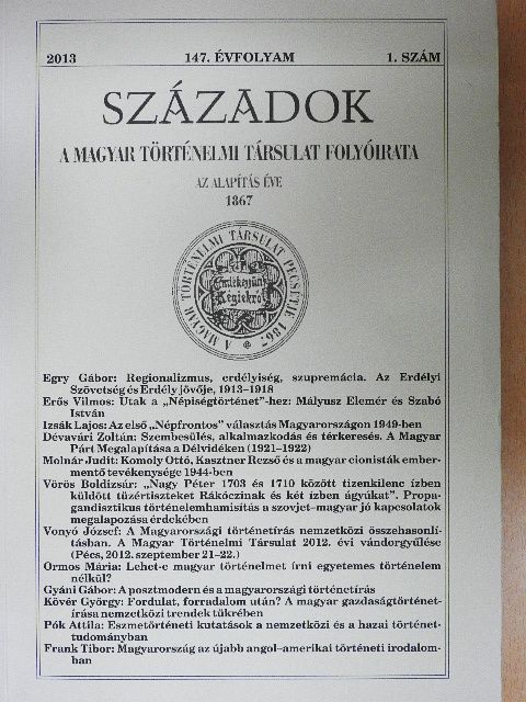 Egry Gábor - Századok 2013/1. [antikvár]