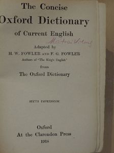 The Concise Oxford Dictionary of Current English (Mátrai Vilmos könyvtárából) [antikvár]