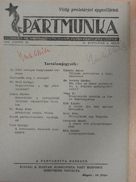 Dr. Ernst Jenő - Pártmunka 1946. június 15. [antikvár]