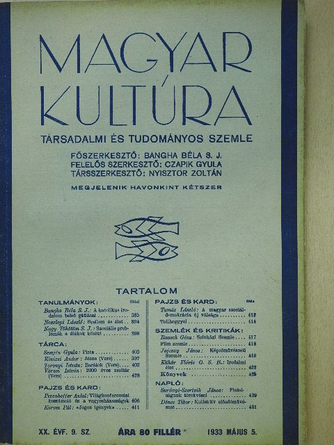 Bangha Béla S. J. - Magyar Kultúra 1933. május 5. [antikvár]