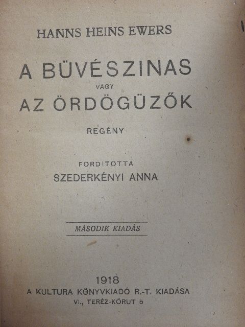 Hanns Heins Ewers - A büvészinas vagy az ördögűzők [antikvár]