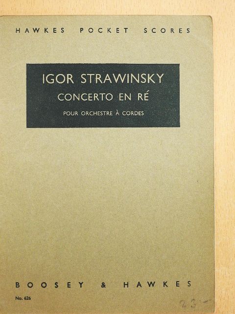Igor Strawinsky - Concerto en ré [antikvár]