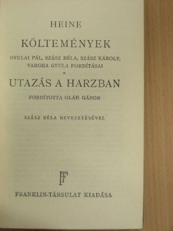 Heinrich Heine - Költemények/Utazás a Harzban [antikvár]