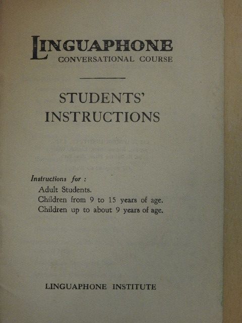Linguaphone Conversational Course - Students' Instructions [antikvár]
