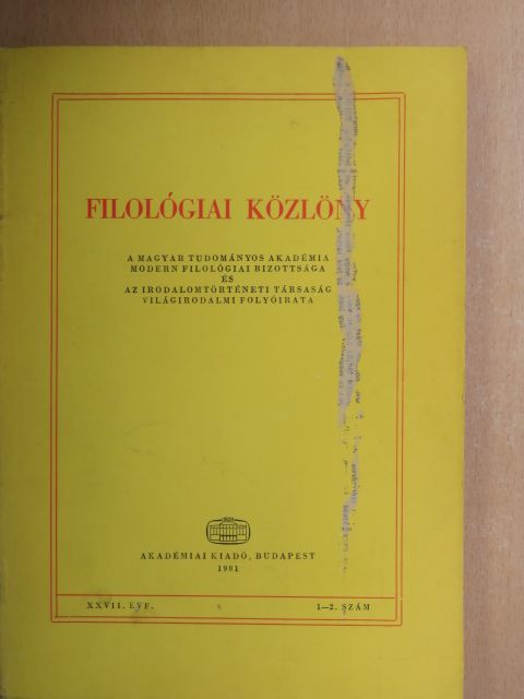 Abádi Nagy Zoltán - Filológiai Közlöny 1981. január-december [antikvár]