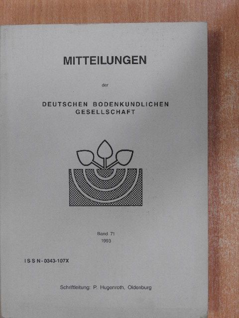 H. Q. Zhang - Mitteilungen der Deutschen Bodenkundlichen Gesellschaft 71 [antikvár]