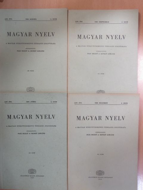 Balázs János - Magyar Nyelv 1969/1-4. [antikvár]