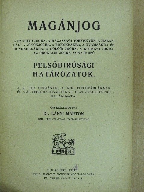 Magánjog I. (töredék) [antikvár]