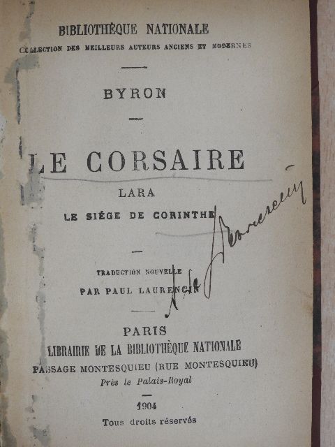 Byron - Le Corsaire/Lara/Le Siége de Corinthe [antikvár]