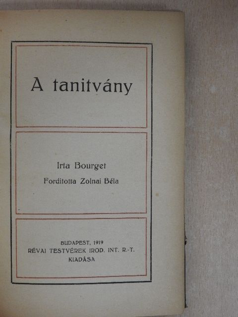 Bourget - A tanitvány [antikvár]