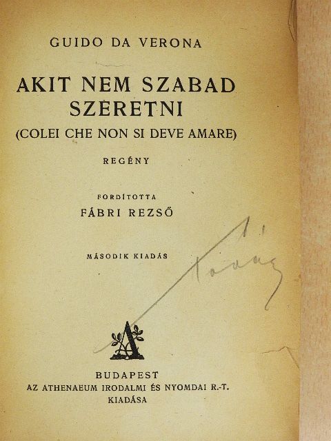 Guido Da Verona - Akit nem szabad szeretni [antikvár]