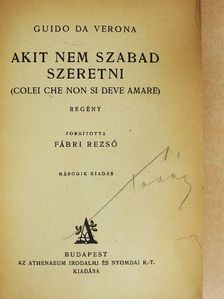 Guido Da Verona - Akit nem szabad szeretni [antikvár]