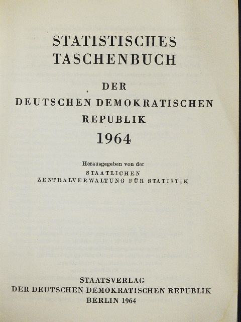Statistisches Taschenbuch der Deutschen Demokratischen Republik 1964 [antikvár]