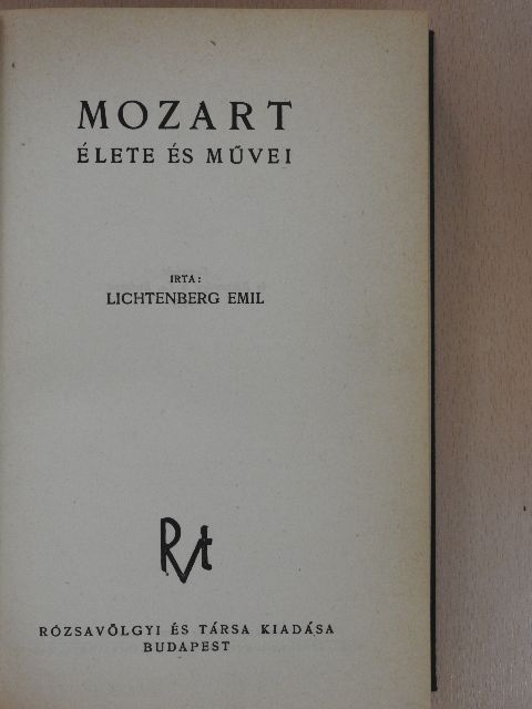 Lichtenberg Emil - Mozart élete és művei [antikvár]