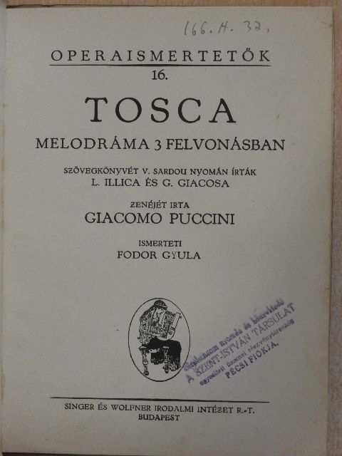 G. Giacosa - Puccini: Tosca [antikvár]