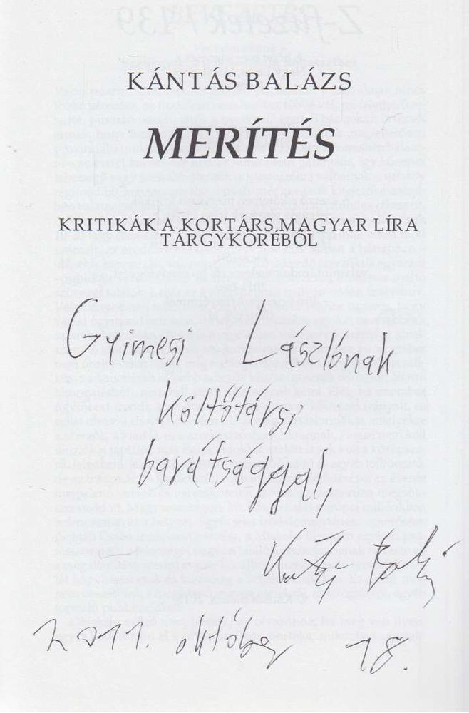 Kántás Balázs - Merítés (dedikált) [antikvár]