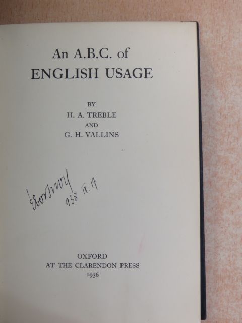 G. H. Vallins - An A.B.C. of English Usage [antikvár]