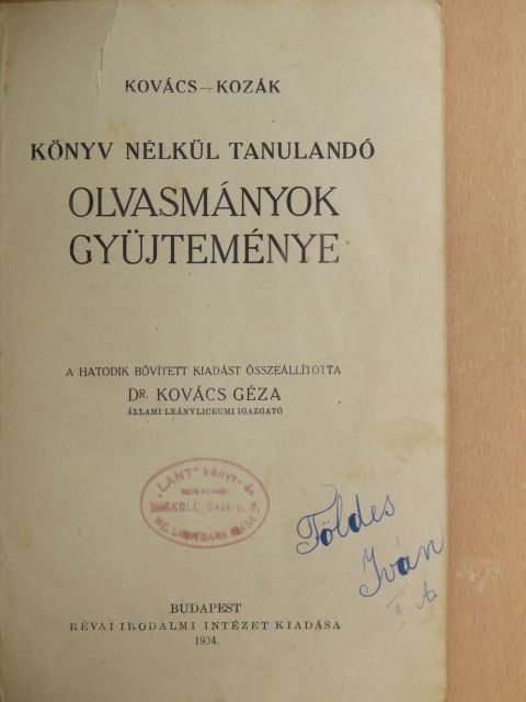 Ábrányi Emil - Könyv nélkül tanulandó olvasmányok gyüjteménye [antikvár]