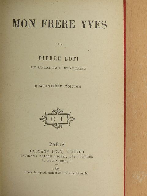 Pierre Loti - Mon frére Yves [antikvár]