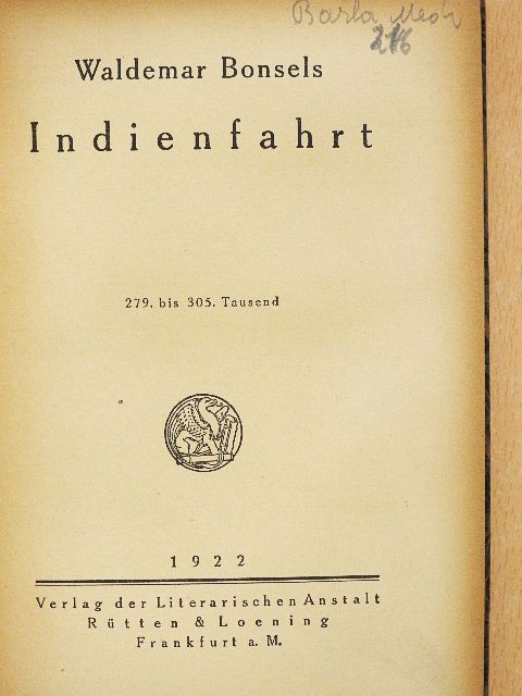 Waldemar Bonsels - Indienfahrt [antikvár]