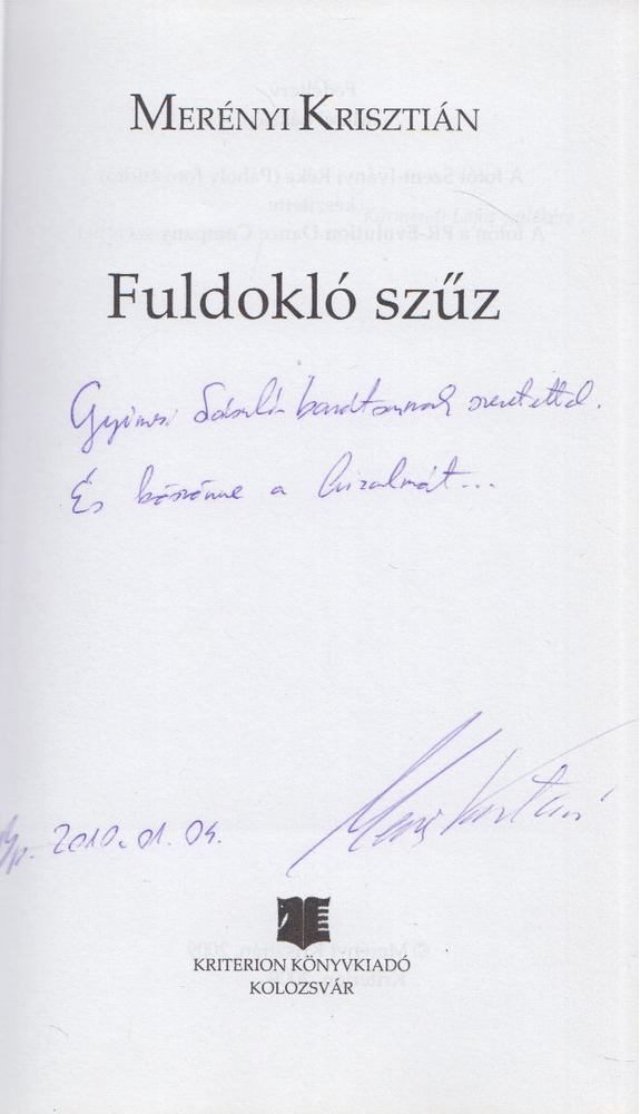 Merényi Krisztián - Fuldokló szűz (dedikált) [antikvár]