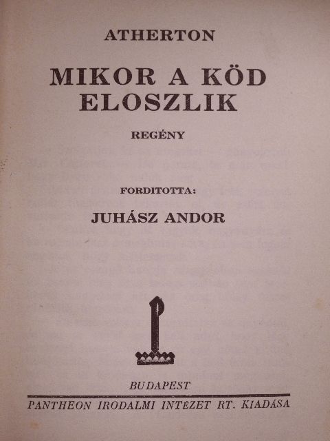 Atherton - Mikor a köd eloszlik [antikvár]