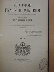 Acta Ordinis Fratrum Minorum Ianuarii-Decembris 1922 [antikvár]