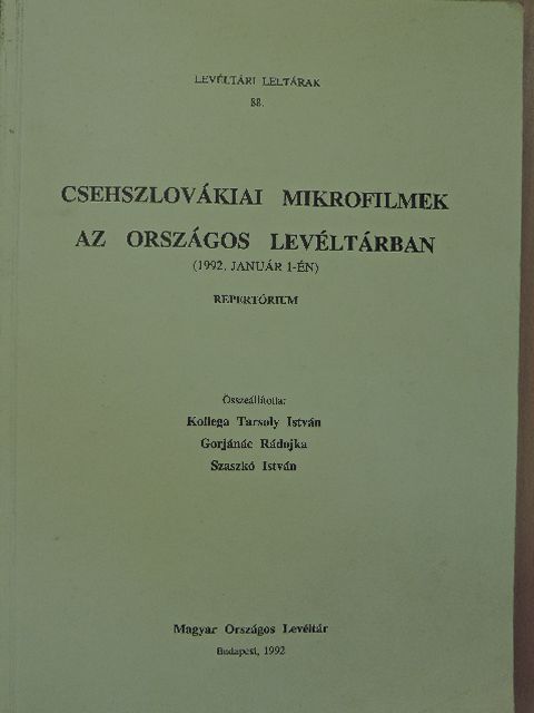 Csehszlovákiai mikrofilmek az Országos Levéltárban [antikvár]