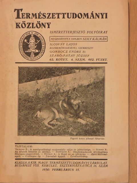 Hoffmann E. - Természettudományi Közlöny 1930. februárius 15. [antikvár]