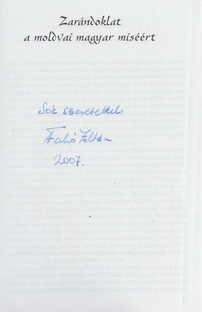 Ferkó Zoltán - Zarándoklat a moldvai magyar miséért (dedikált) [antikvár]