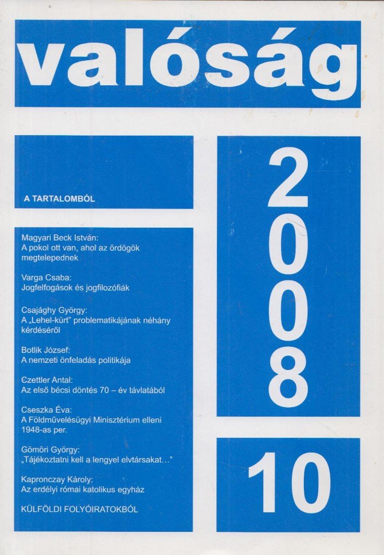 TŐKÉCZKI LÁSZLÓ - Valóság 2008/ 10 [antikvár]