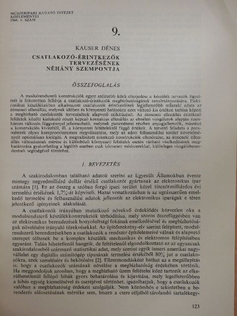 Kauser Dénes - Csatlakozó-érintkezők tervezésének néhány szempontja [antikvár]