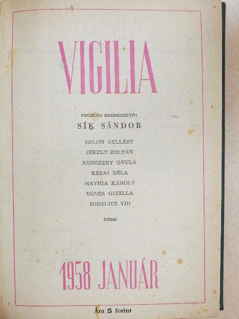 Belon Gellért - Vigilia 1958. január-december [antikvár]