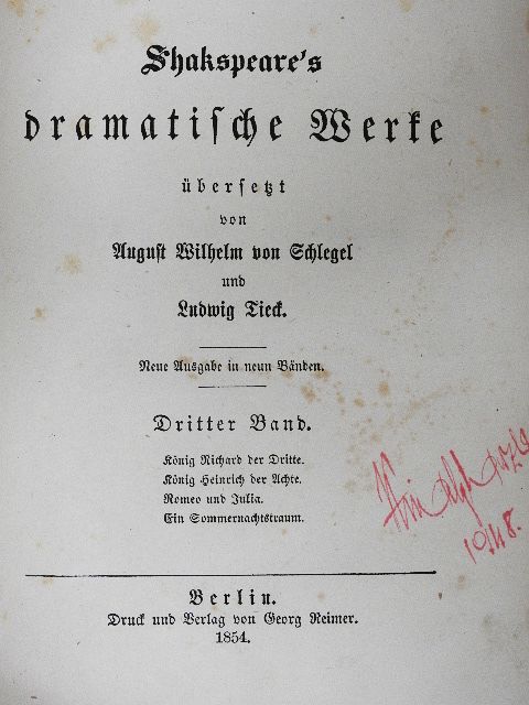 Shakespeare - Shakspeare's dramatische Werke 3. (gótbetűs) [antikvár]