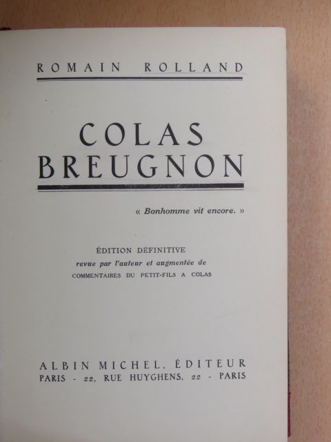 Romain Rolland - Colas Breugnon [antikvár]