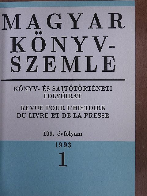 Bánhegyi B. Miksa - Magyar Könyvszemle 1993-1994/1-4. [antikvár]