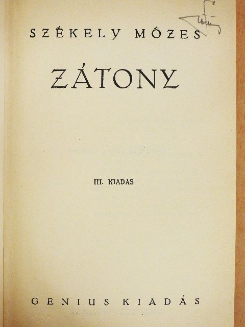 Székely Mózes - Zátony [antikvár]