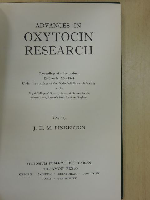 B. Berde - Advances in Oxytocin Research [antikvár]