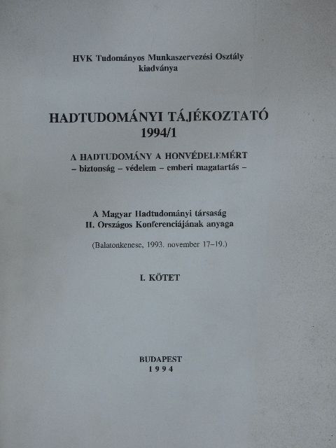 Ács Tibor - Hadtudományi tájékoztató 1994/1. [antikvár]