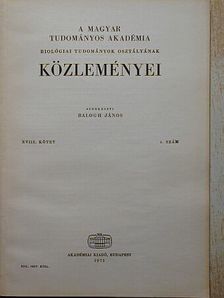 Ádám György - A Magyar Tudományos Akadémia Biológiai Tudományok Osztályának Közleményei XVIII. kötet 4. szám [antikvár]